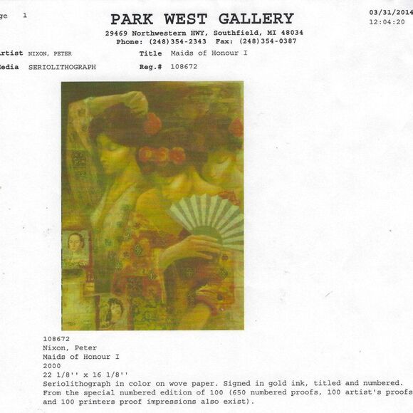 "Maids of Honour I" by Peter Nixon Seriolithograph - Picture 7 of 7